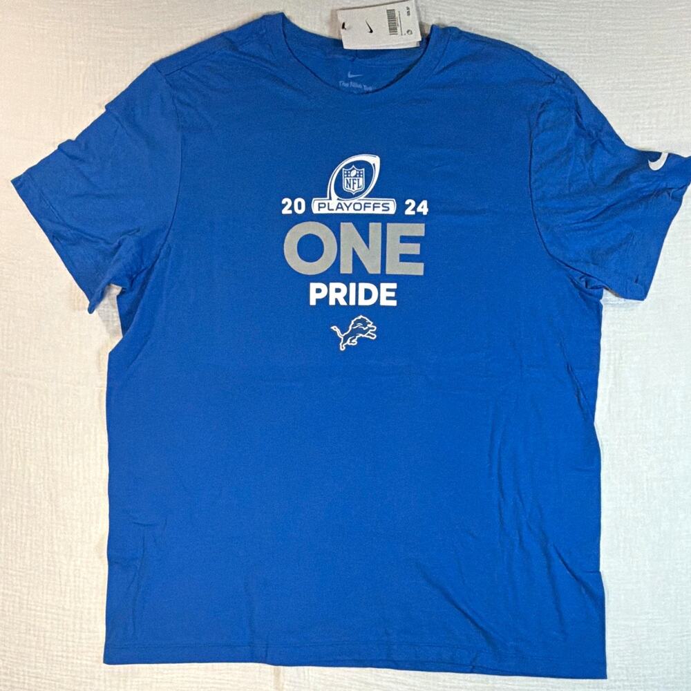 Nike Detroit Lions NFL 2024 Playoffs One Pride T-Shirt Blue Men's XL